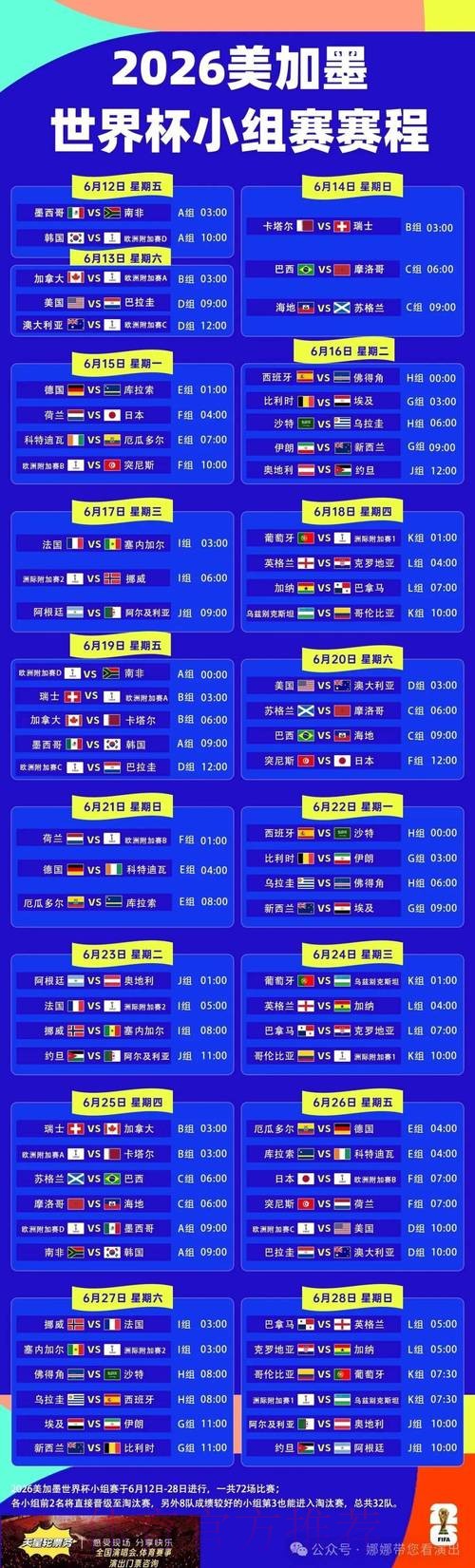 2026世界杯完整赛程高清版最新时间表官网入口 2026世界杯完整赛程高清版最新时间表官网入口